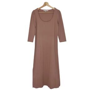 The Nines By Hatch Scoop Neck 3/4 Sleeve Rib Knit Maternity Midi Dress M